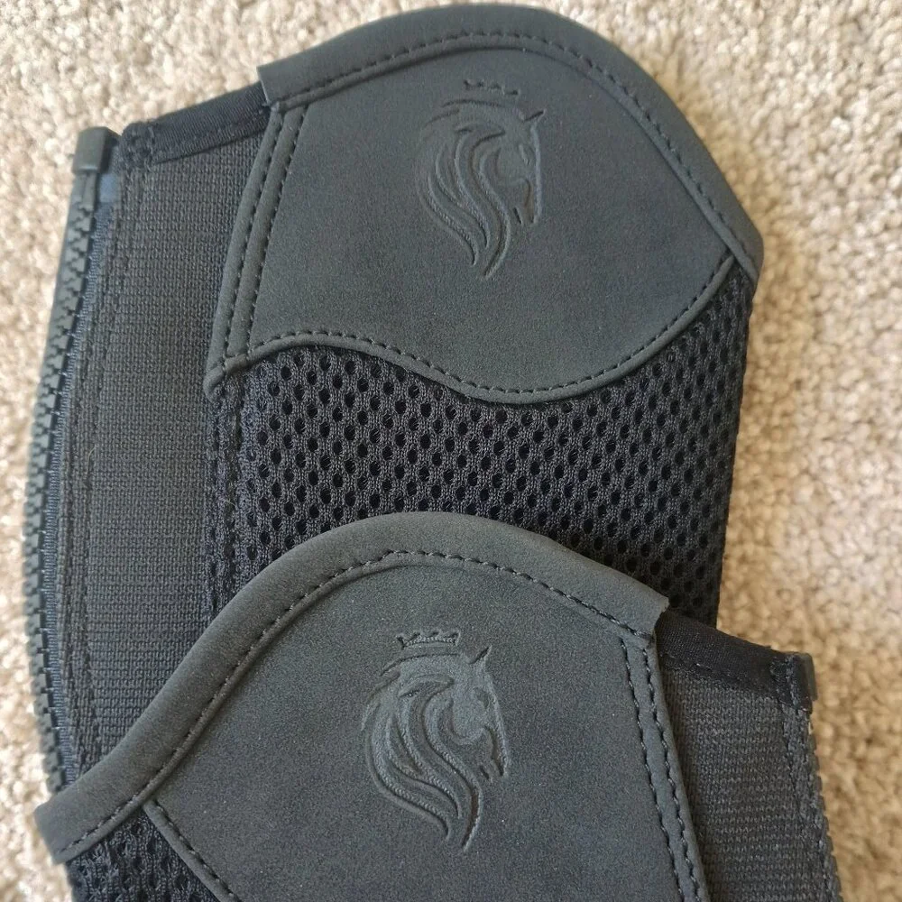 Kids Black Riding Half Chaps with Breathable Mesh Panels